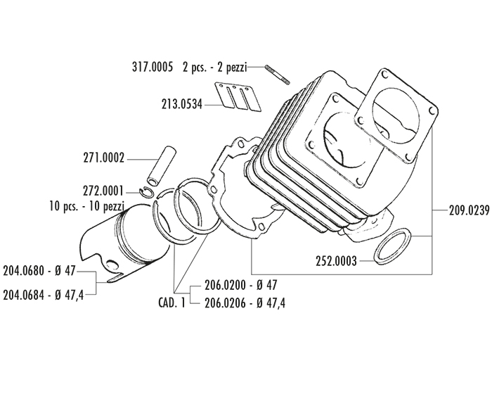 KIT HONDA X8R D.47 (SIN CULATA)