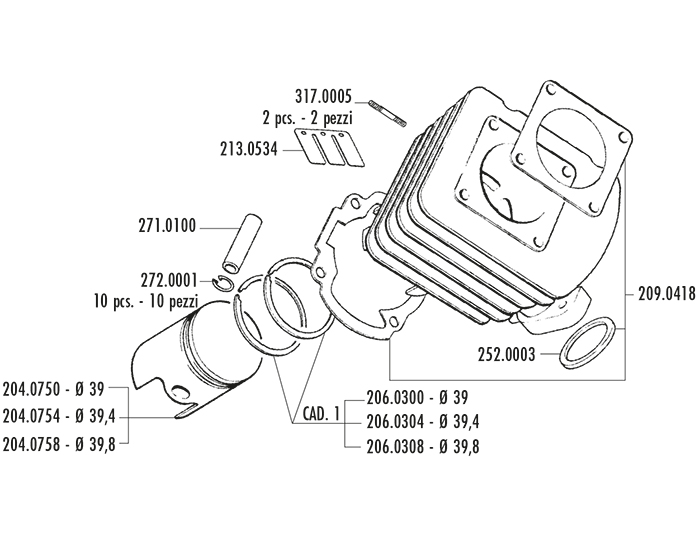 KIT HONDA X8R d.39 (sin culata)