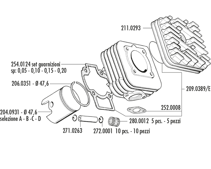 KIT PIAGGIO ZIP A/C D.47,6 EVOL.3