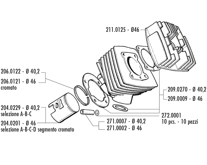 KIT PGT103 ALU.CROM. D40,2 S.CULATA
