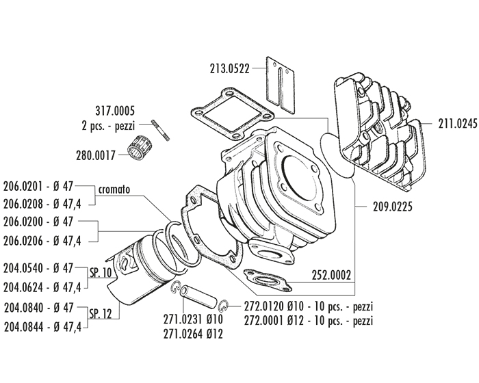 KIT YAMAHA BWS-MBK BOOSTER D.47 PIN 12 RACING