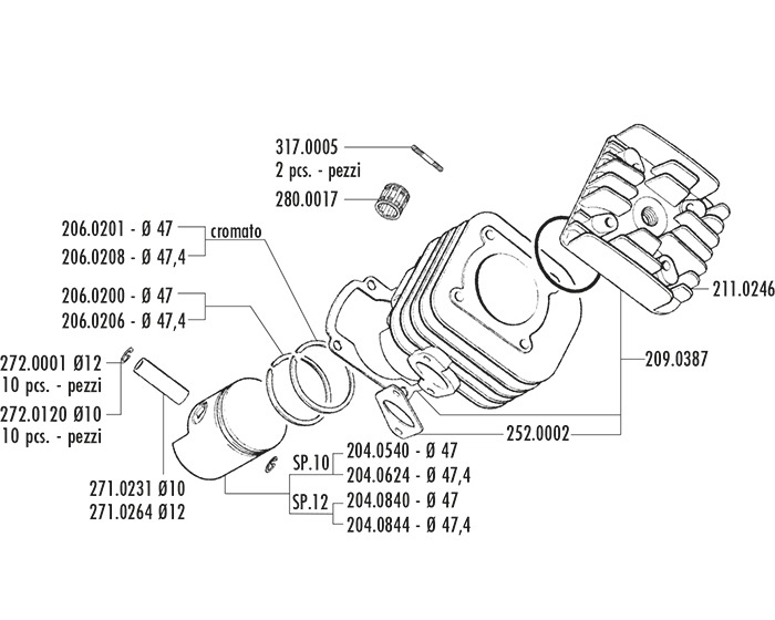 KIT YAMAHA-MALAGUTI F10 PIN 12 RACING