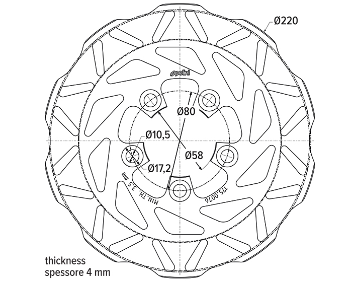 DISQUE DE FREIN KYMCO 5 TROUS D.220