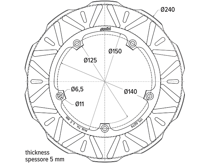 DISCO FRENO PIAGGIO-GILERA-APRILIA 5 FORI D.240
