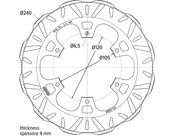 DISCO FRENO PIAGGIO-GILERA 6 FORI D.240