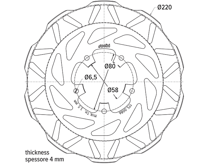 DISCO DE FRENO PIAGGIO-GILERA-APRILIA 5 AGU. D.220